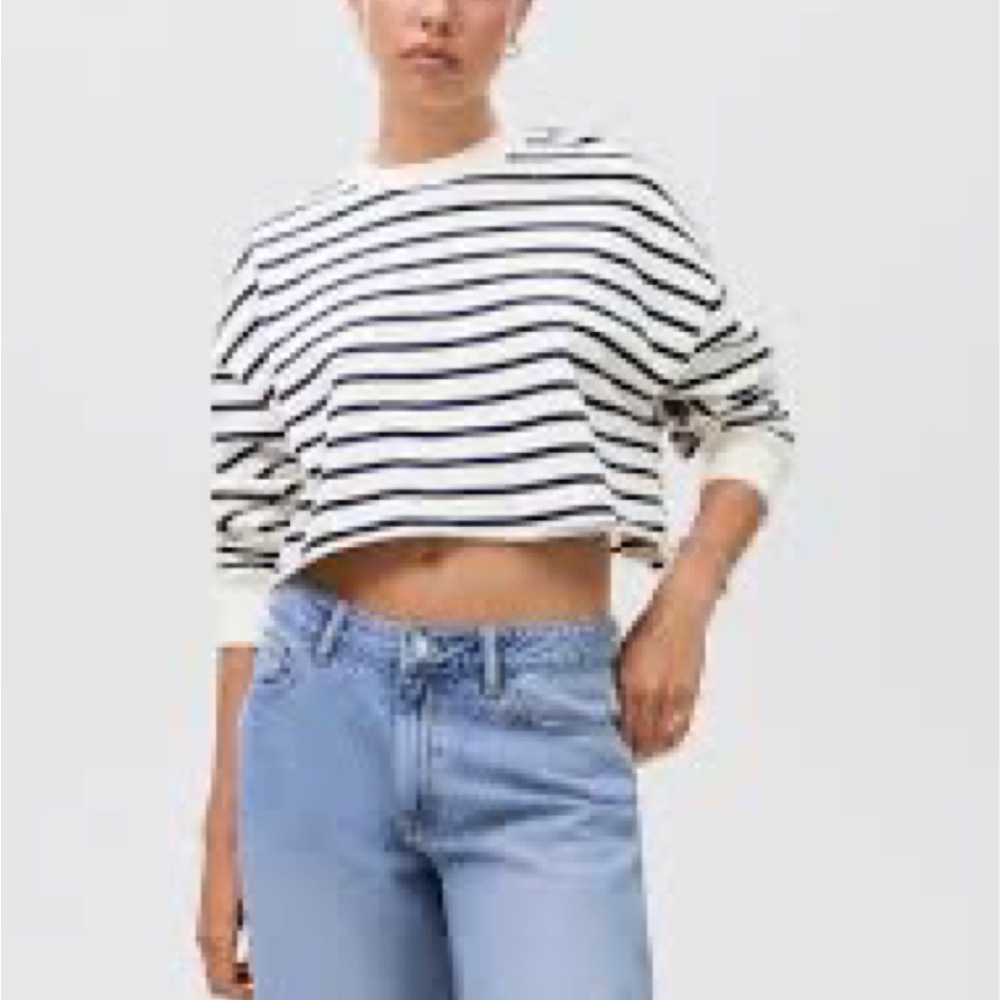 Mango Cream and Brown Striped Sweater, NWT, XS